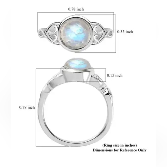 Kuisa Rainbow Moonstone Solitaire Ring in Sterling Silver 1.65 ctw s 5 - Picture 7 of 9